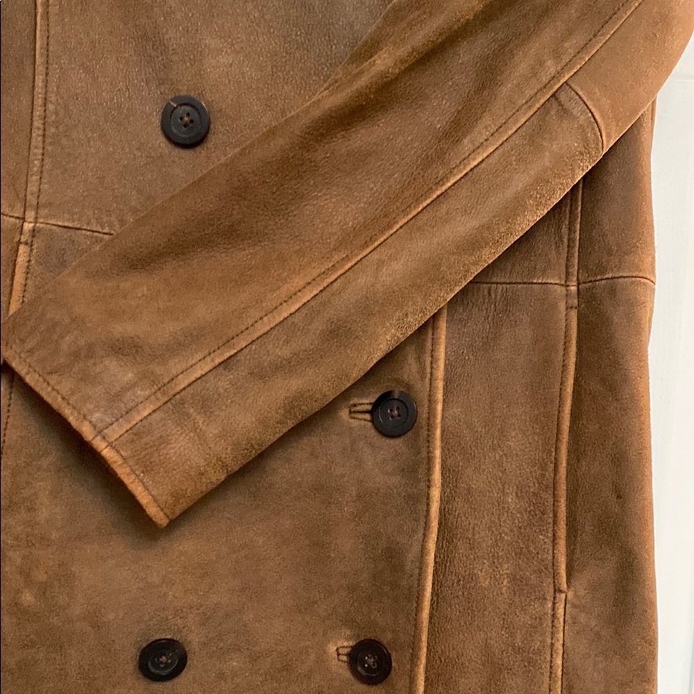 Sundance Leather Suede Peacoat Style Double Breasted Jacket sz M - Picture 7 of 13